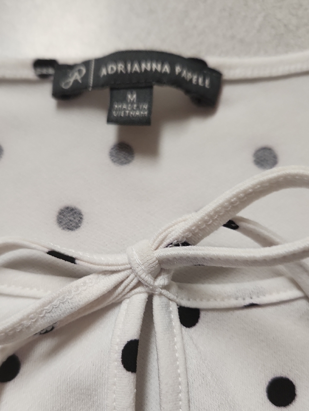 Adrianna Papell White Polka Dot Blouse with Black Dots